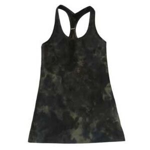 Lululemon Cool Racerback Yoga Nulu Size 6 Green Black Tie-Dye Tank Top